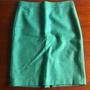 J. Crew Wool No. 2 Pencil Skirt in Green Sz 10
